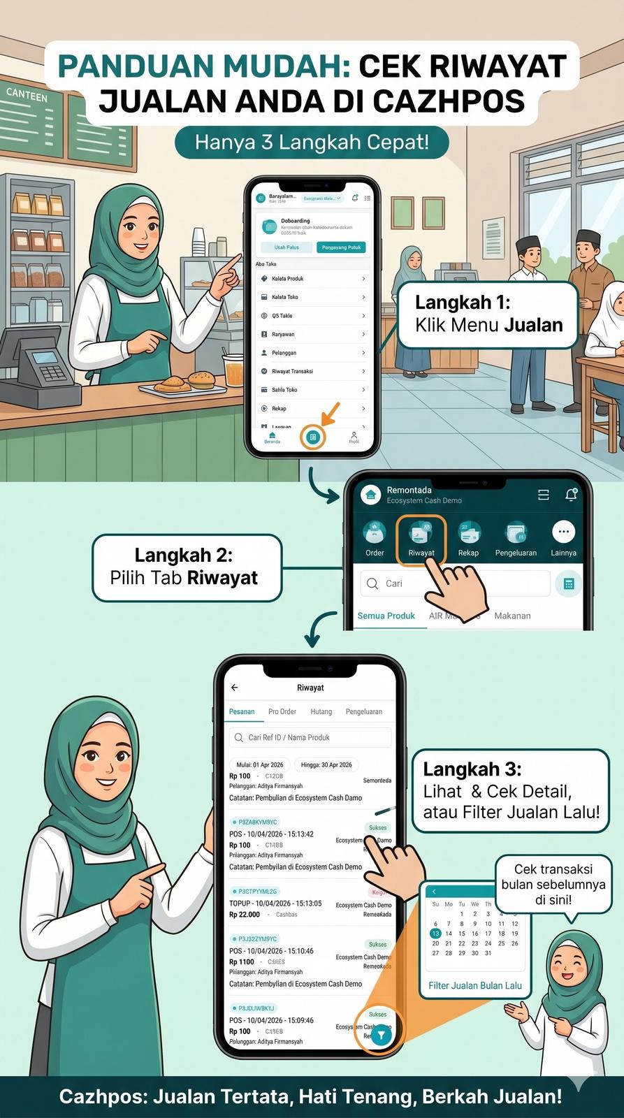 Bagaimana Cara Membaca Riwayat Transaksi Dengan Benar Di CAZHPOS V2?