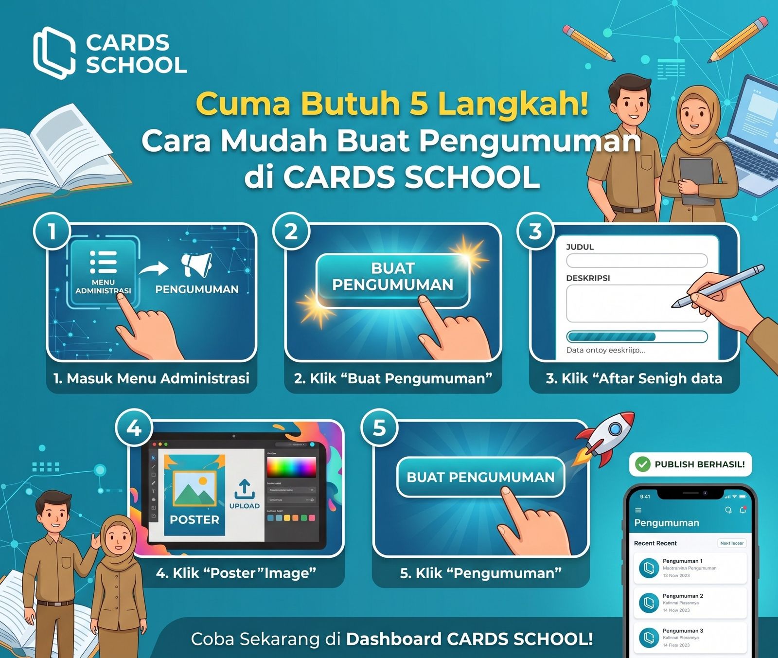 CARA BUAT PENGUMUMAN DI CARDS SCHOOL