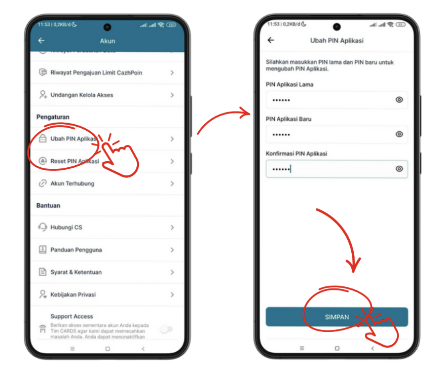 Cara mereset PIN Aplikasi Cards Parents Jika Sudah LOGIN