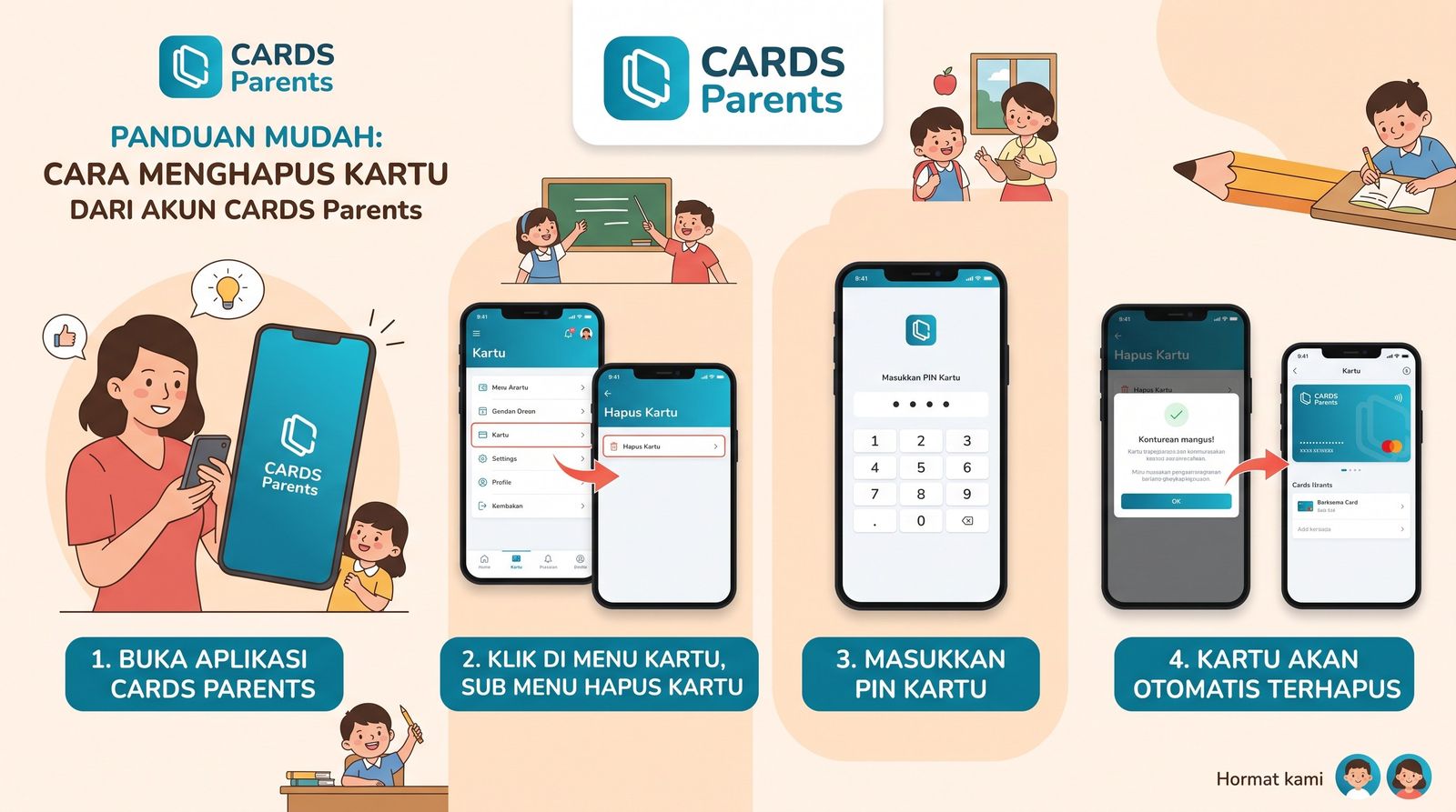 CARA HAPUS KARTU DARI AKUN CARDS PARENTS